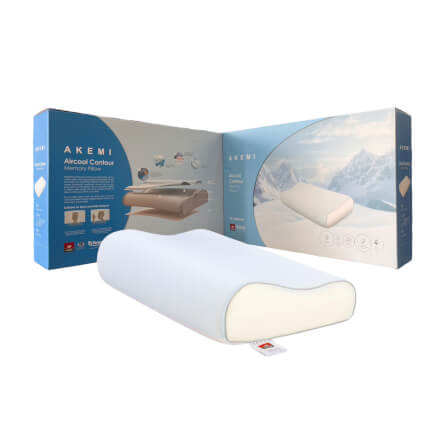 หมอนสุขภาพ เมมโมรี่โฟม AKEMI รุ่น COOLING AIRCOOL CONTOUR MEMORY PILLOW 9557108766266 ขนาด 60X40 CM + 10/12 CM สีฟ้า_1
